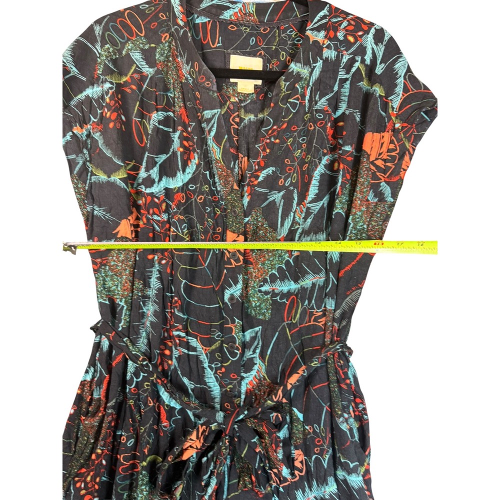 Anthropologie Maeve Tropical Botanical Print Jumpsuit Black Teal Orange Small - Picture 4 of 5